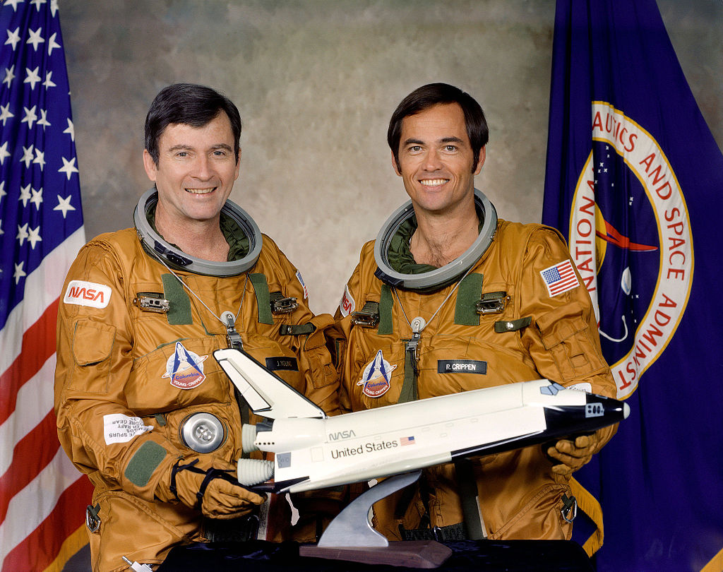Tripulación del STS-1. A la izquierda John Young, a la derecha R. Crippen.