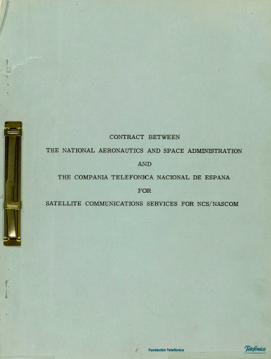 Portada original del contrato entre NASA y Telefónica (cortesía Fundación Telefónica)