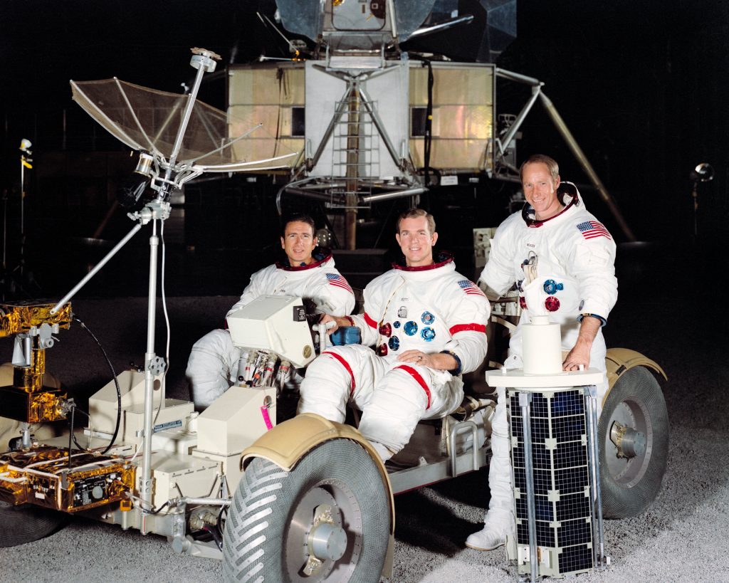 Tripulación del Apolo 15 (izq. a dcha: Irwin, Scott y Worden).