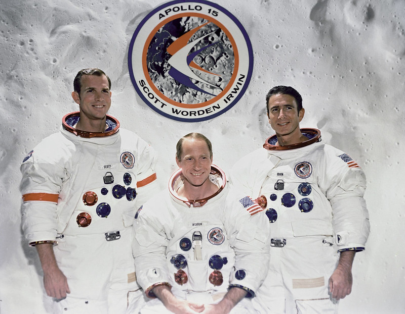Tripulación del Apolo 15 (Izq. a dcha: Scott, Worden e Irwin).